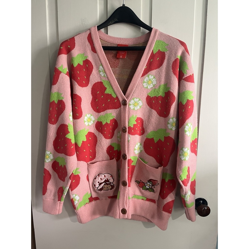 Strawberry Shortcake Women's Allover Print Cardigan Pink Small Nostalgic